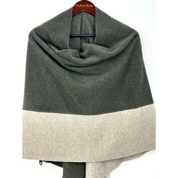 Henriette Steffensen Copenhagen Women Fleece Cape Poncho Green Gray One Size R - Picture 4 of 11